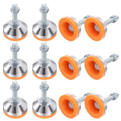 sourcing map 12 Pack Adjustable Heavy Duty Leveling Feet, 60mm/2.36 Dia Base M12 x 50mm Thread Anti-slip Shock-absorbing Furniture Leveler Legs for Workbench, Machine, Cabinet