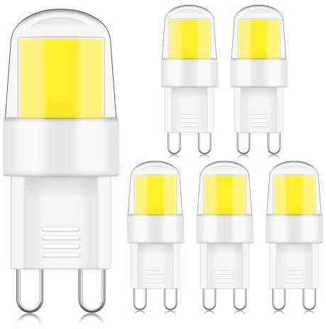 ZHENMING COB G9 LED 2W 6000K Kaltweiß Nicht Dimmbar Ersatz 10W-28W Halogen | 280 Lumen 220V Bi-Pin Kurz LED Lampe für Schlafzimmer Restaurants 5 Stück