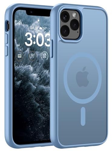 ORDA für iPhone 11 Pro Hülle, Kompatibel mit MagSafe, Hellblau | Durchscheinend Rückseite, Matt Magnetische Handyhülle, Stoßfest Kratzfeste Schutzhülle