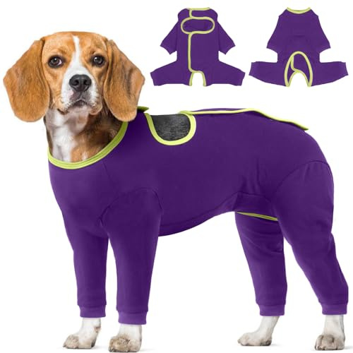 IECOii Hundebody,Hundebody nach OP,Genesungsanzug Hund nach Kastration,Wundschutzanzug mit Leckschutz,Halskrause Alternative für Rüde und Hündin,Recovery Suit Hund,Lila,L