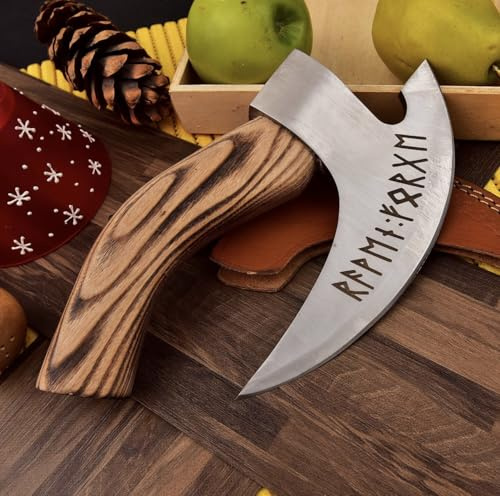 New Viking Pizza Cutter Axe Viking Hatchet Pizza Axe (Runes Head)