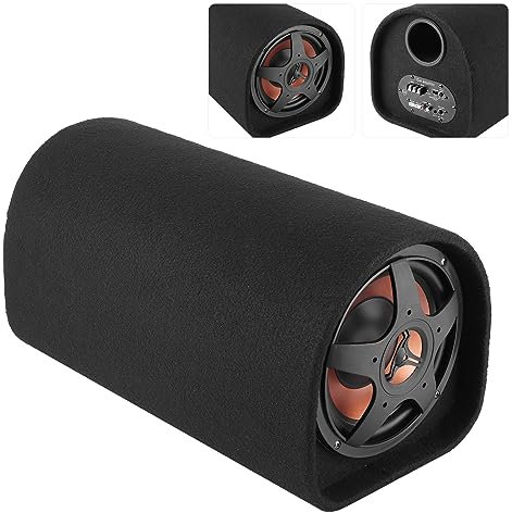 RIZGHWOY Subwoofer de Automóvil de 12V, Altavoz de bajo Audio Bass Booster Subwoofer de Tubo de 200W con Material de Tela de Cuero Material