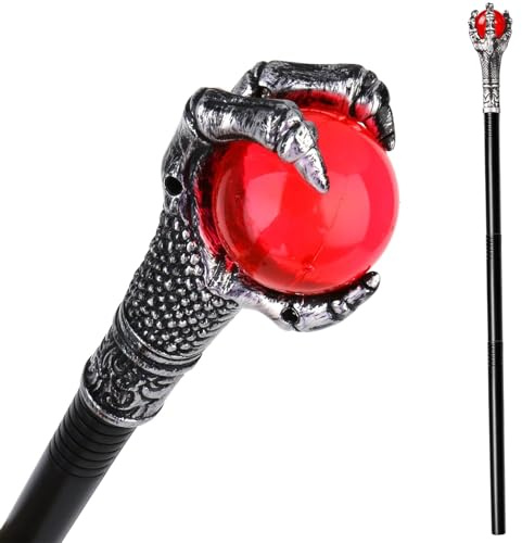 Suaflny 108cm Halloween Canne Gothique, Baguette Magique d'halloween, Accessoire de Sceptre de Pharaon, Canne Gothique pour Costume de Vampire, Halloween Cosplay Props pour Enfants Adultes (Rouge)
