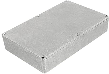 Gitarrenpedalkoffer aus Aluminiumdruckguss, Silber, 1590dd | 1 Stück, Ersatzgehäuse für Effektgerät, Passgenaue Aluminium Pedalbox für Zubehör im Musikbereich