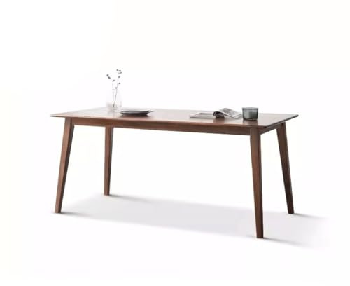 KOHUS Table de Salle à Manger Table à Manger en Bois Massif Noyer Noir, Table à Manger Longue, Simple, Grande Table à thé, Table de fête Table de Cuisine(S:120 * 70 * 74cm)