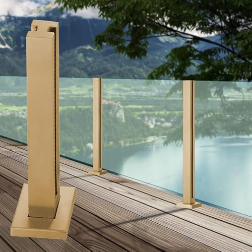 Poteau de balustrade carré en verre pour terrasse à montage frontal - Panneau en verre pour balcon, jardin, clôture, escalier, balustrade pour espaces extérieurs