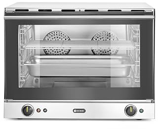 HENDI Värmeugn, H100, inklusive GN1/1 behållare och galler, dubbelt glas, temperaturområde: 50 °C till 300 °C, värmebeständig varmluftsugn, 230 V/3500 W, 699 x 608 x (H)550 mm, rostfritt stål