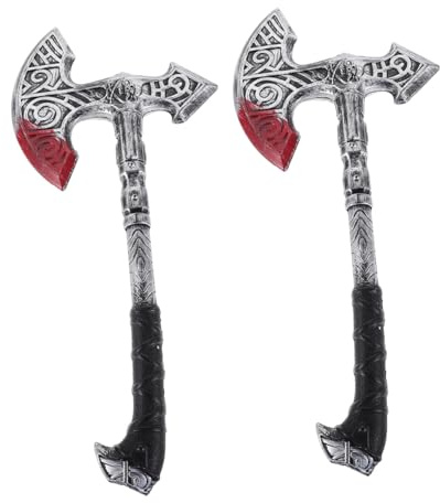 iplusmile 2 Piezas Hachas de Disfraz Medievales de Plástico Accesorios Retro para Cosplay Vikingos Juguetes Resistentes y Duraderos para Halloween y Fiestas Temáticas