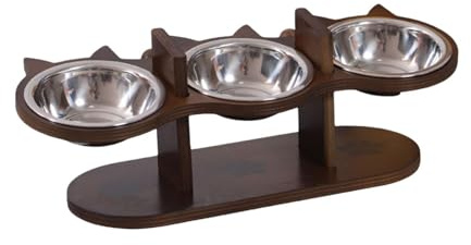 Folpus Comedero Elevado para Mascotas, comedero para Perros y Gatos, con 3 Cuencos de Acero Inoxidable para Perros pequeños.