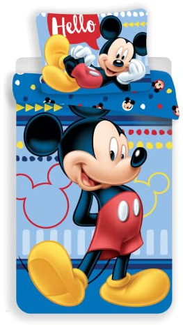 Jerry Fabrics Ropa de Cama para Niños con Cremallera, Diseño Mickey And Friends, Algodón, Multicolor, 200x140x0.5 cm