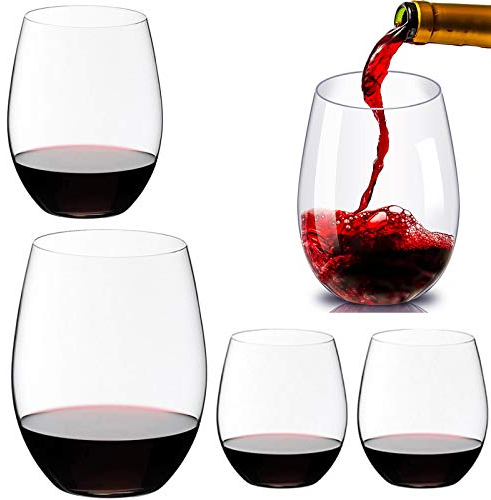 STOBOK 4pcs Shatterproof Plastic Wine Glass Unbreakable PCTG Reusable Transparent Fruit Juice Beer Glasses Cups