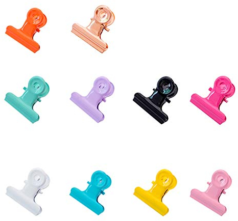 STOBOK Bunte Bulldogge Metall Clips Scharnier Clips Binder Büroklammern für Home Office, 10 Stücke