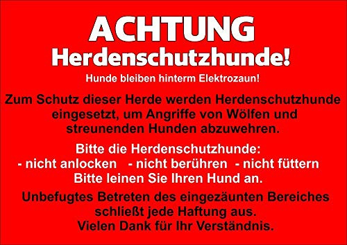 Petsigns Warnschild aus Metall - uv-beständig - Vorsicht HERDENSCHUTZHUNDE, DIN A4