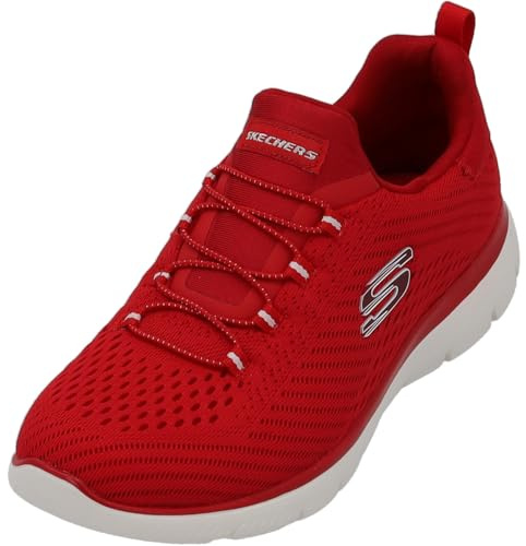 Skechers Mujer Summits Fast Attraction Trainers, Red Mesh / White Trim, 38 EU
