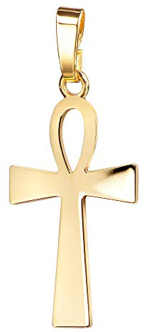 JEVELION Kreuz-Anhänger Henkelkreuz Ägyptisches Kreuz in Hochglanz poliertes Gold-Kreuz für Damen, Herren und Kinder als Kettenanhänger + Schmuck-Etui