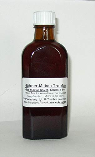 Asvet Hühner Milben Tropfen, 100ml Tränke Zusatz, Futterzusatz, Kräuter Extrakt ohne Chemie
