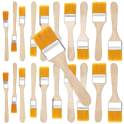 Trintion Pinselset100 Pack Flachpinsel Malerpinsel mit Holzgriff 5 Größen Pinsel set ohne Haarverlust Malerpinsel set für Holz Streichen Fensterrahmenpinsel Hausmalpinsel