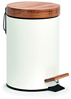 Zeller 18908 - Secchio per cosmetici, 3 l, in metallo/bambù, con chiusura morbida, ca. Ø 16,8 x 24 cm, motivo: Scandi