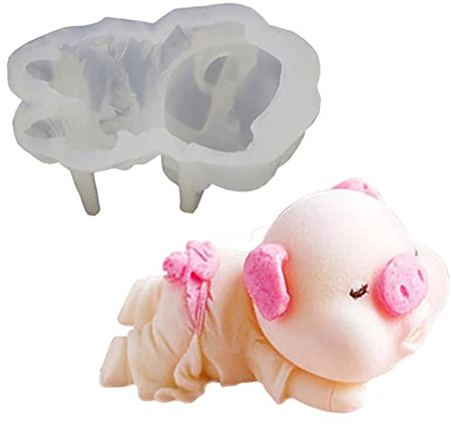 Fencelly 3D Silikon Schweinchen Kuchenform (Weiß, 250 ml)
