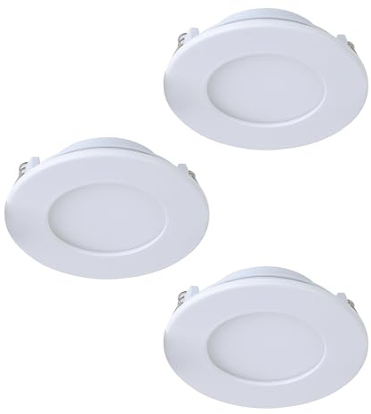 EGLO connect.z 3er Set Smart Home LED Bad-Einbaustrahler Fueva-Z, Zigbee | ultra flach, Ø 8,5 cm, App und Sprachsteuerung Alexa, warmweiß-kaltweiß, dimmbar, 3 Metall Einbauspots weiß, IP44