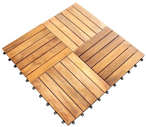 Decking Tiles Wooden Interlocking Boards Square Garden Patio Balcony Roof Terrace Hot Tub Flooring Acacia Wood Deck Tile Flooring