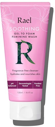 Rael Soothing Gel to Foam Intimate Wash - pH Balanced for Women, Calms Irritation with Lactobacillus & Aloe Complex, Dermatologist Tested, Fragrance Free, Vegan, Cruelty Free (130 ml, 1 Pack)