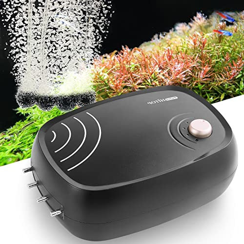 HITOP 10W Powerful Aquarium Air Pump: 4-Outlets 4x5L/min Air Pump for Fish Tank, Quiet Aquarium Aerator with Completely Accessories, for Tank/Hydroponic/Pond Oxygenation