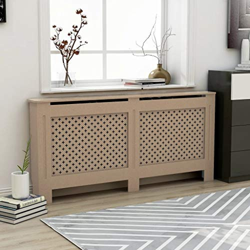 HOMIUSE Heizkörperabdeckung 172x19x81.5 cm Heizkörper Abdeckung Verkleidung Heizkörperverkleidung Modernes Wabenmuster Design Heizung Abdeckung Radiator Cover für Wohnzimmer Braun MDF