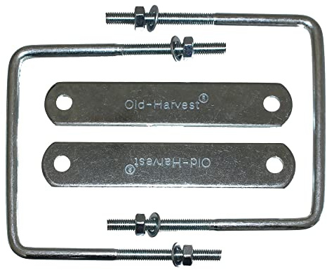 Old-Harvest 2X U-Bügel mit Gegenplatte 120 x 123mm Bügelschraube M8 für Befestigung Dachbox Gewindebügel Bügelschelle Neu