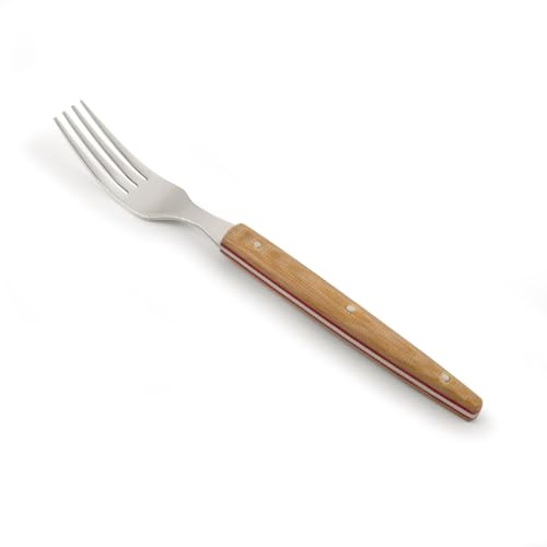 Arcos Serie The Origin - Tenedor de Mesa - Acero Inoxidable 18/10 - Tamaño de 220 mm - Mango Micarta Marrón Claro