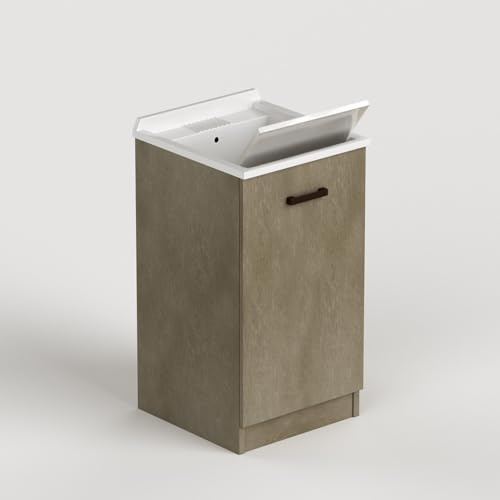 Linea Azzurra Lavatoio con Mobile a 1 Anta in Legno Nobilitato Melaminico 47x86x50 cm Lavatoio per Lavanderia Lavapanni Moderno ed Elegante Made in Italy