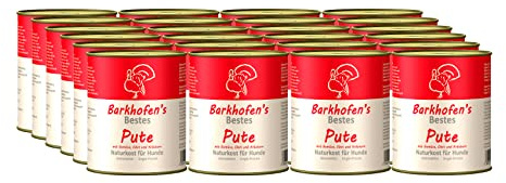 Barkhofen Tiernahrung Nassfutter für Ihren Hund 24x 800g – Hundefutter nass & getreidefrei mit Pute - Hunde Futter in Dosen ohne Getreide