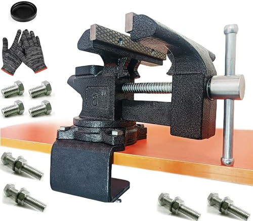 MYTEC 2-In-1 Bench Vise Heavy Duty for Workbench, 6.0 black, Upgraded Multi-Purpose Table Vice, Universal Rotate 270°Work Clamp-On Vise