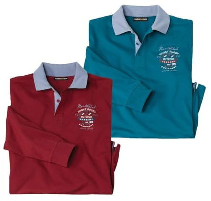 ATLAS FOR MEN - 2er-Pack Poloshirt Herren Langarm - Langarm Poloshirt Herren - Polo Langarmshirt - Herren Polo Langarmshirt - In großen Größen erhältlich