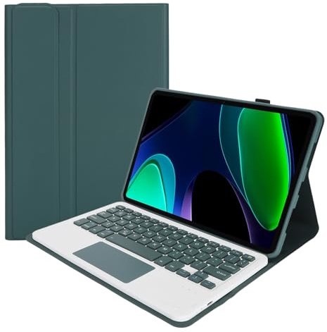 Kabellose Tastaturhülle mit Bluetooth Trackpad | Abnehmbare Magnetische Tastaturhülle für Mi Pad 6 und Pad 6 Pro 11 Zoll 2023 PU Leder Cover mit Auto Sleep