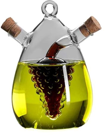 BYWXW Distributeur d'huile et de Vinaigre 2 en 1,Vinaigre et Distributeur d'huile,Bouteille d'huile en Verre 2en 1 avec Bouchons en Liège pour Griller Salades Cuisiner(Color:Modèle A)
