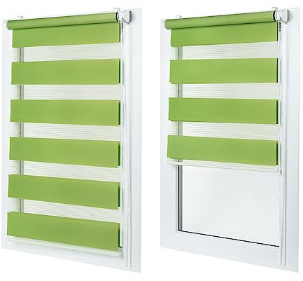 Doppelrollo ohne Bohren – Sichtschutz und Sonnenschutz, Klemmfix – Limette, 130 cm breit (Stoffbreite) x 150 cm hoch (Fensterhöhe) – Duo Rollo für Fenster/Tür, lichtdurchlässig/verdunkelnd