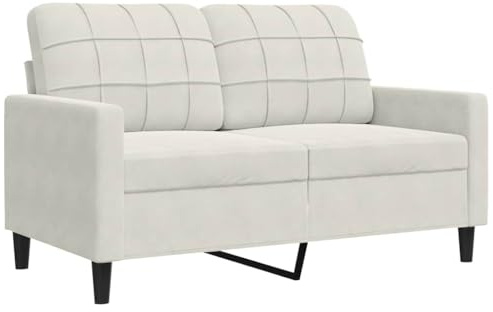 vidaXL Sofa 2-Sitzer, Polstersofa Doppelsofa für Wohnzimmer, Couch Loungesofa Metallgestell, Zweisitzer Samtsofa Sitzmöbel, Modern, Creme 120cm Samt