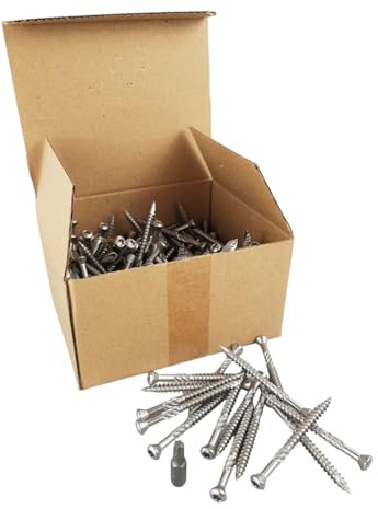 200x Terrassenschrauben M5x60 Edelstahl A2 / V2A mit Fräsrippen, Schneidspitze und mit einem Torx Bit TX25