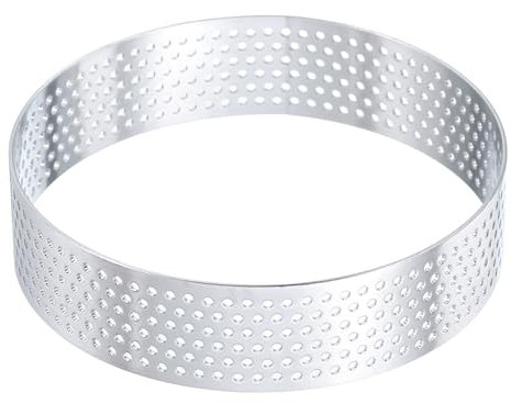 QUARKZMAN Anneaux à Tarte en Acier Inoxydable 3,1 Cercle de Cuisson Perforé en Métal pour Dessert Mousse Gâteau Rond Anneau Antiadhésif pour Outil de Fabrication de Nourriture au Fromage