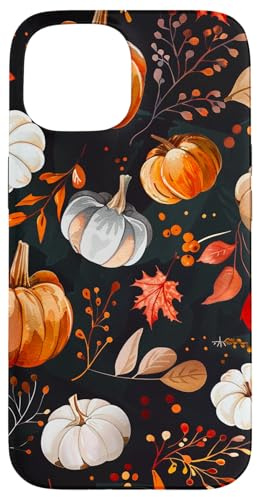 Elegantes Herbst-Kürbis- und Blättermuster Hülle für iPhone 15