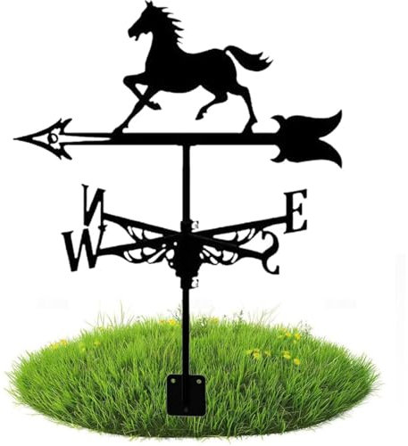 GFLCWYP Wetterfahne Aus Metall, 3D Wetterhahn Wetterfahne Aus Eisen Windrichtungsanzeiger Aus Metall, Eisen Wetterfahne Für Pferd, Zur Dekoration Im Außenbereich