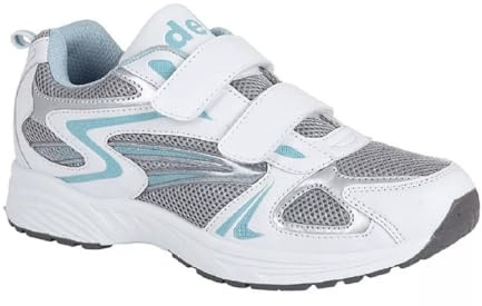 DEK Moon Ladies Comfort Touch Fastening Sports Casual Trainers (White/Blue, UK Footwear Size System, Adult, Women, Numeric, Medium, 8)