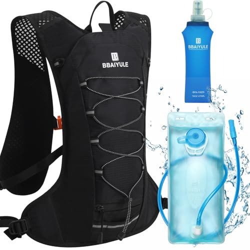 Zaino per bere con bolla d'acqua, zaino da corsa, zaino da corsa con bolla per bere da 2 l, gilet da corsa da uomo e da donna, con riflettori, per ciclismo e jogging, per trailrunning