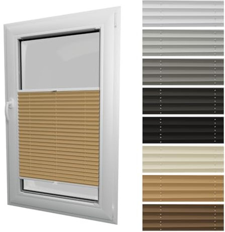 STELGE - Blackout Plissee mit Bohren I auf Maß gefertigt I Breite 30-129 cm I Höhe 50-230 cm I 8 Farben Verdunkelungsstoff (Höhe von 50 cm bis 149 cm)