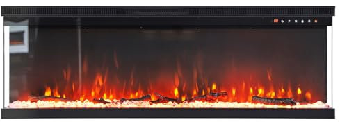 Warmiehomy Electric Fire 50inch/127cm 3D Effect Media Wall Fireplace Recessed/Freestanding Electric Fireplace with 9 Colors LED Flame Effect, Touch Remote Control & Overheat Protection