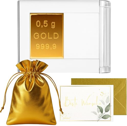 Gold als Geschenk - Goldbarren 0,5 g in hochwertiger Kapsel - Geschenk + Echtheitszertifikat Feingold 999.9