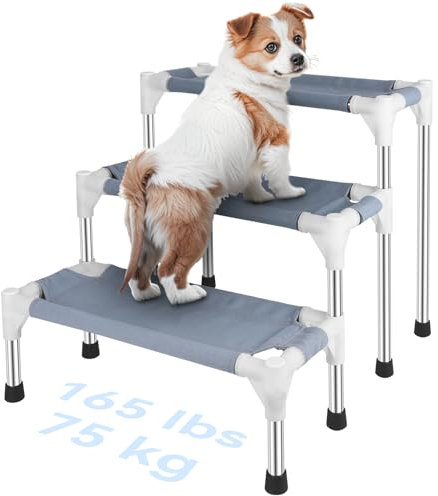Makerfire Hundetreppe für kleine Hunde (3-stufig), Hundetreppe für Bett/Couch, Haustiertreppe für Hunde zum Aufstehen auf Bett