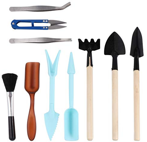 OFFSCH 10st Gartenwerkzeug Aus Eisen Gartenhandwerkzeuge Crimpwerkzeug Pflanzenwerkzeuge Süße Gartengeräte Pflanzenmatte Pflanzmatte Rasenkantenschneider Schaufel Blue