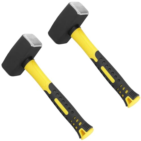 JIAYUET 2 Piece 3lb Club Hammer, Sledge Lump Hammer with High Carbon Steel Head for Home and Industrial Use